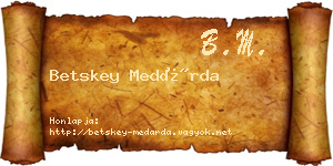 Betskey Medárda névjegykártya